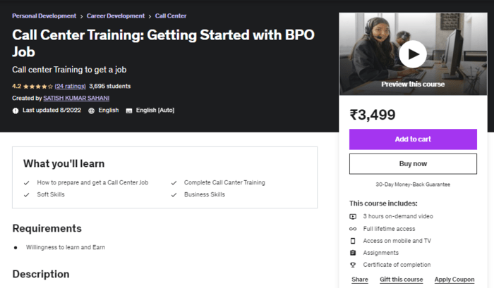 How to make money fast in India? Generate side income udemy Call Center Training course for beginners
