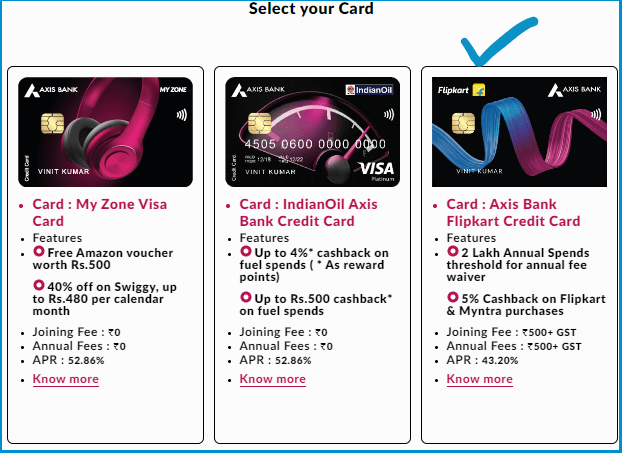 Steps to apply for Flipkart Axis Bank Credit Card