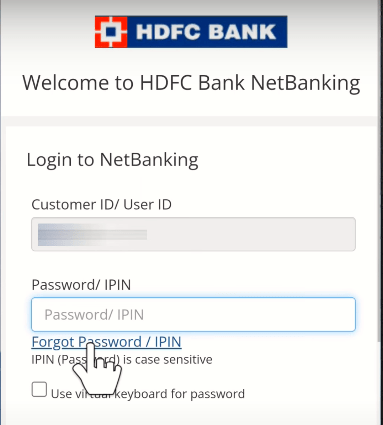 Resolving the issue of forgetting HDFC Customer ID password