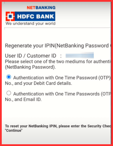 Resolving the issue of forgetting HDFC Customer ID password