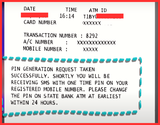 SBI ATM PIN Generation Process by ATM Machine