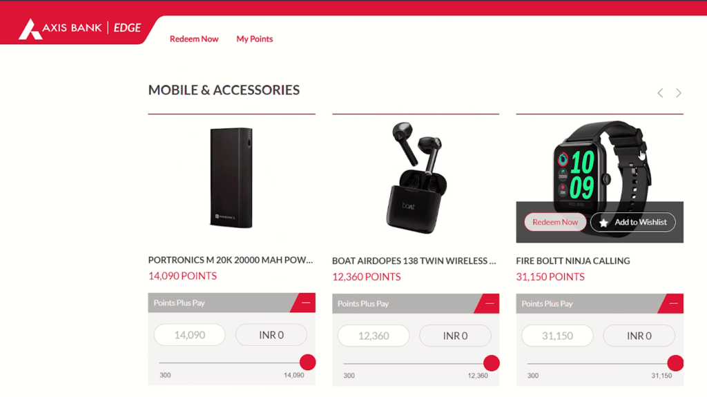 Axis Bank Edge reward Points Redeem Platform